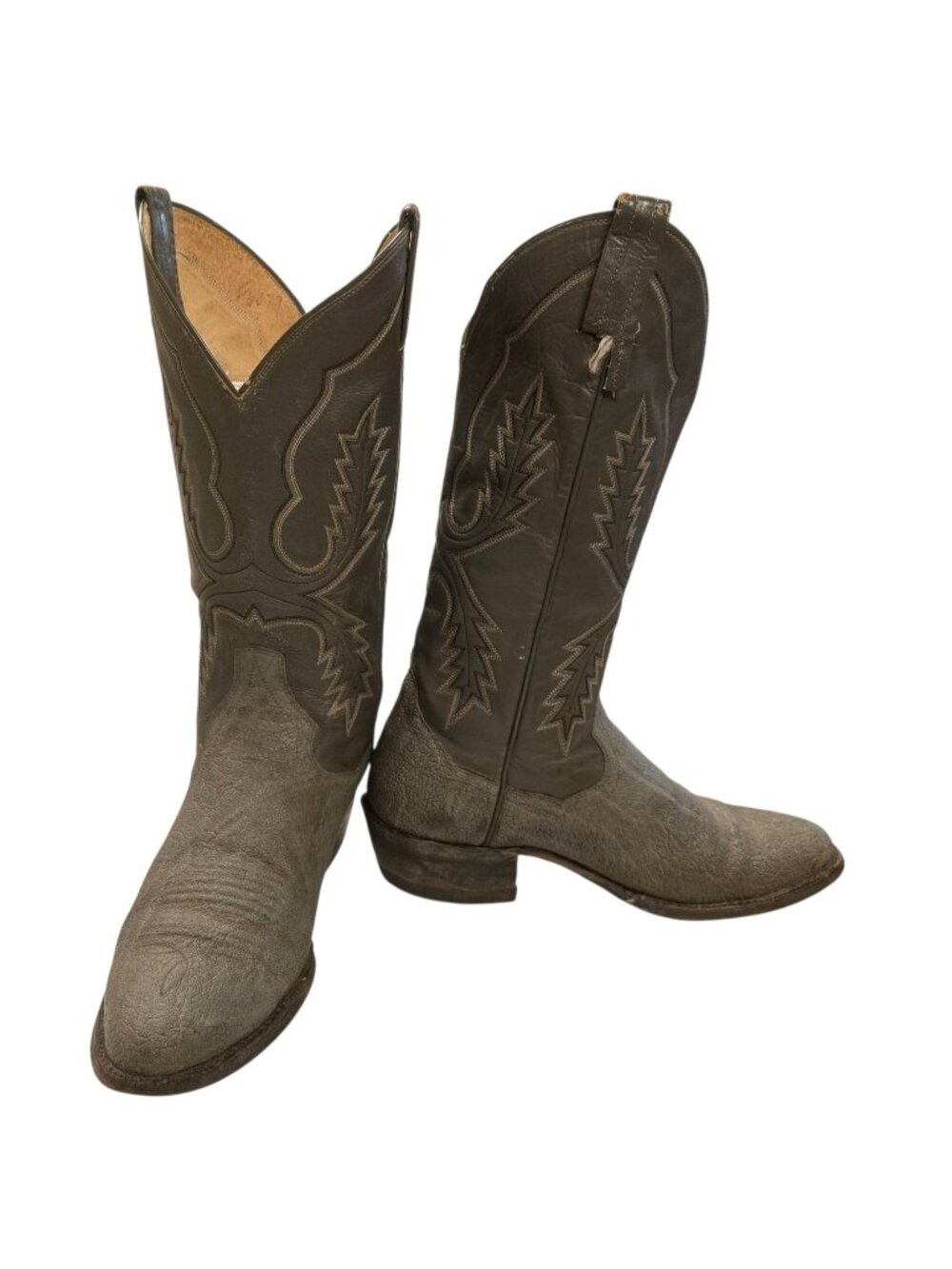 Vintage Panhandle Slim Cowboy Boots Gray Leather Exotic Look Mens 9 B Narrow